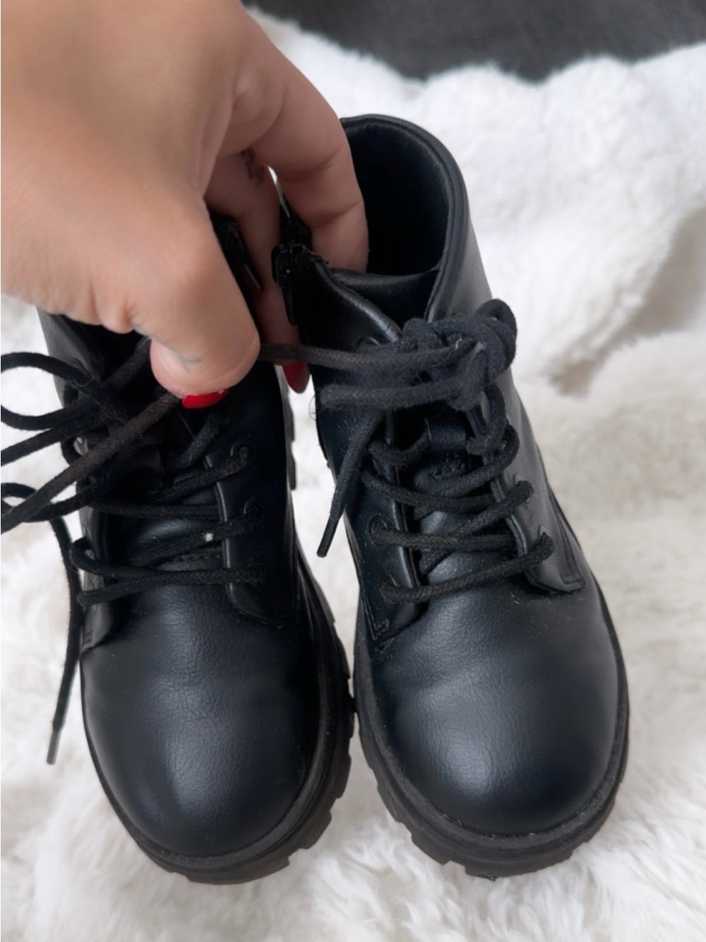 Zara Black Kids Lace-Up Ankle Boots